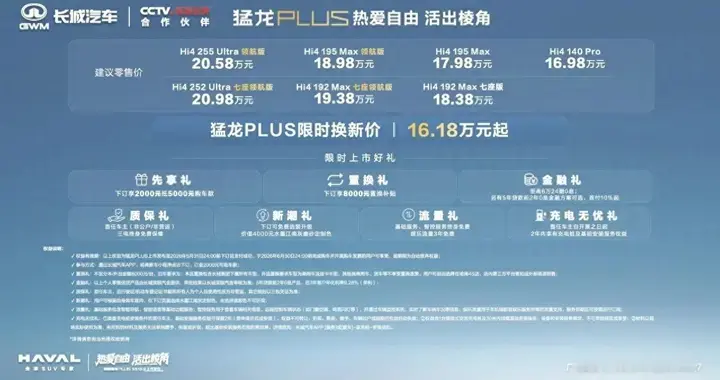 热爱自由 活出棱角｜长城猛龙PLUS正式上市限时焕新价 16.18万元起