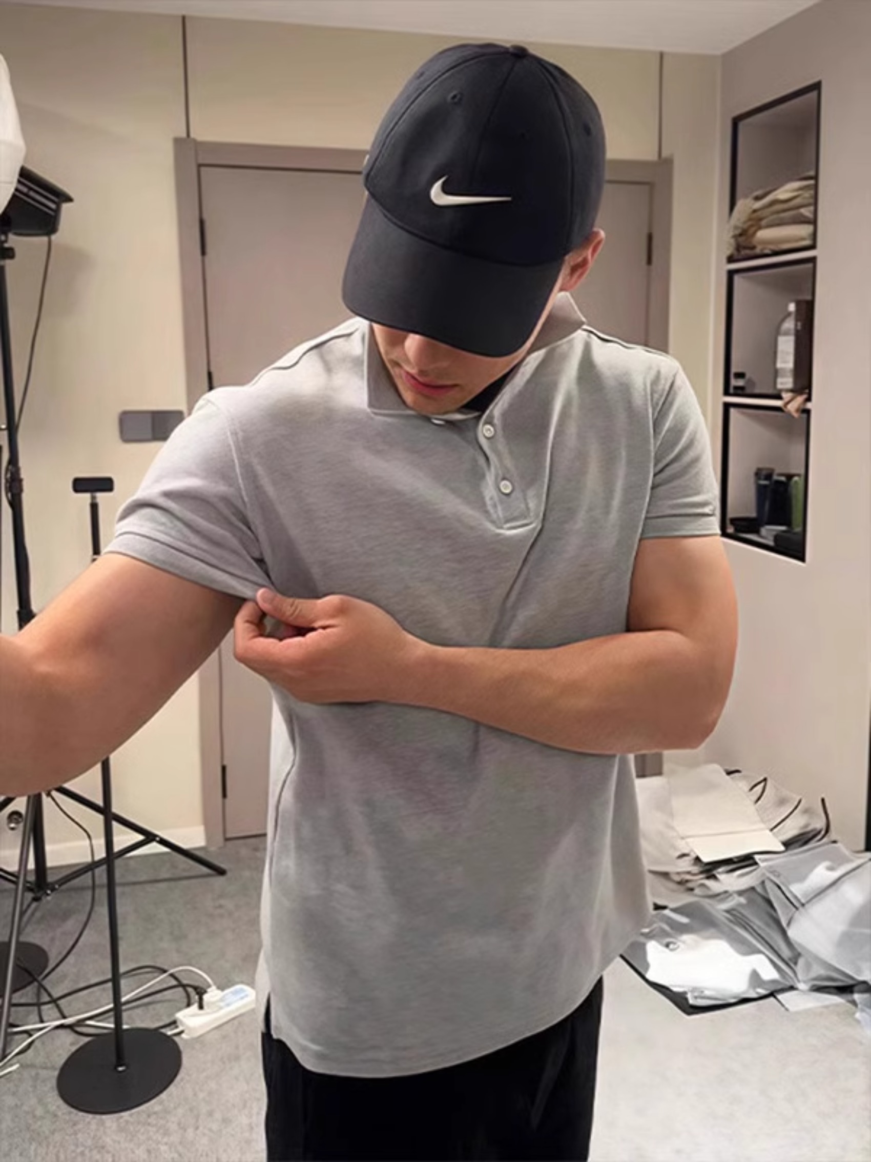 收袖口修身POLO衫男款美式复古轻熟风痞