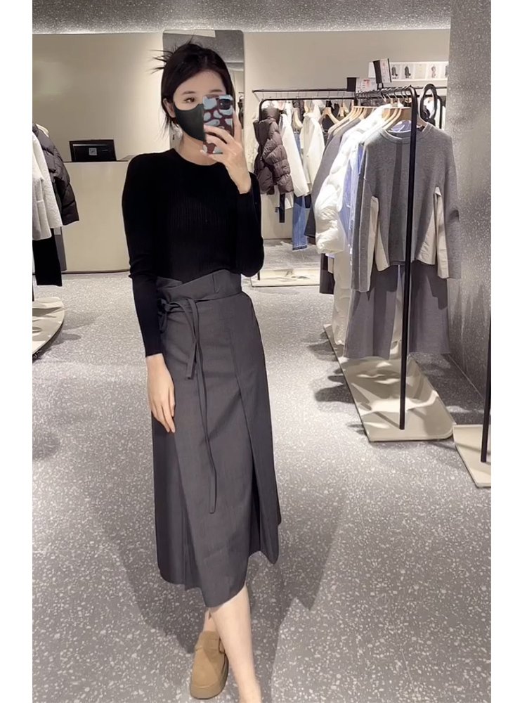 早春季2025年新款女装灰色拼接连衣裙子