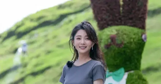 被46岁殷桃的中年穿搭惊艳到！灰色短T+半扎发型，时髦又减龄！