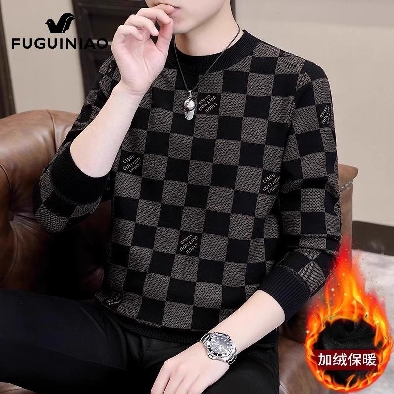 富贵鸟圆领长袖t恤男士