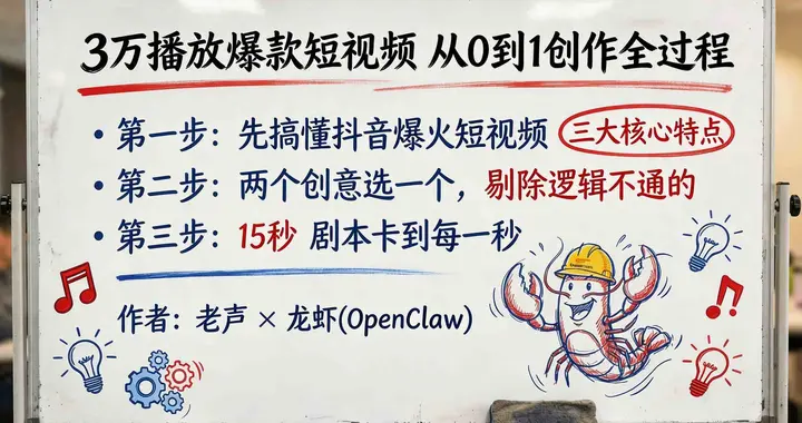 我和龙虾（OpenClaw）携手，创作出播放量3万的短视频