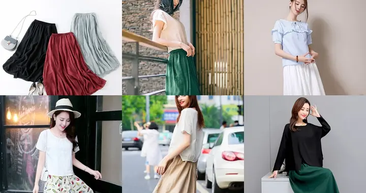 成熟女人“棉麻半身裙”搭配公式，浅色系清爽适配夏天，很对味
