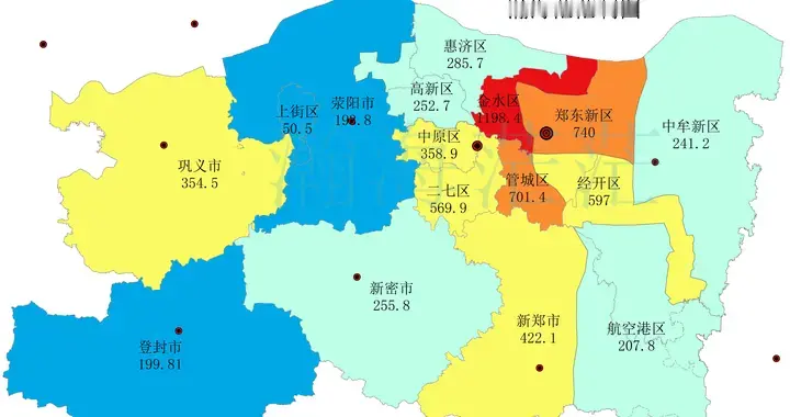 2025年郑州市各区县社消零售总额，新密超高新，航空港区胜登封