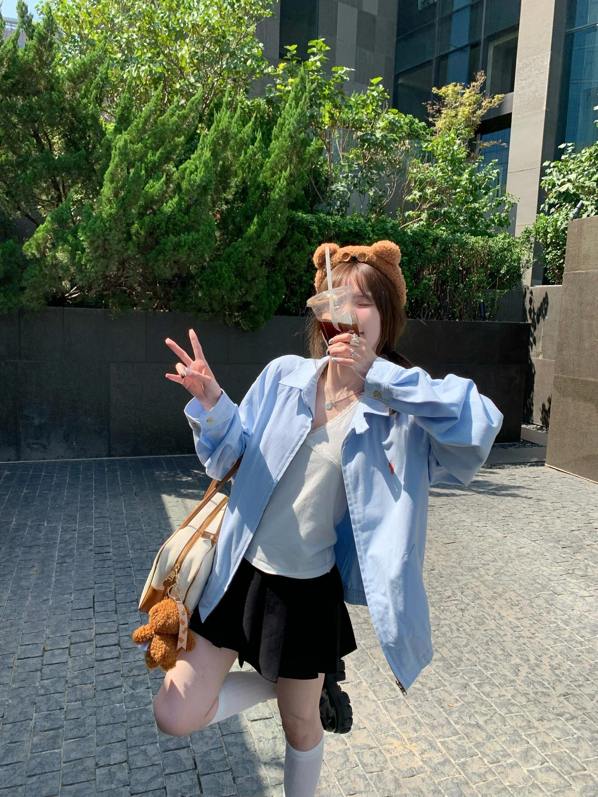 长袖外套白色半裙入秋穿搭长裙一整套装女