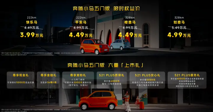 一汽奔腾小马五门版全球上市 限时权益价3.99-4.99万元