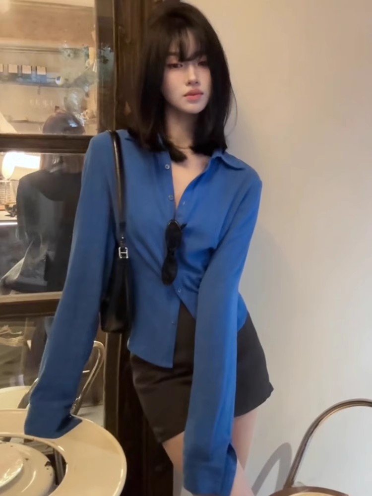 克莱因蓝POLO衫春秋外搭女上衣薄款开衫