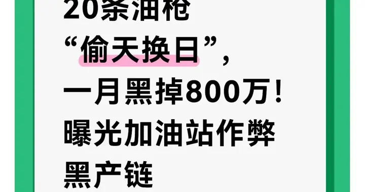 20条油枪“偷天换日”，一月黑掉800万！曝光加油站作弊黑产链