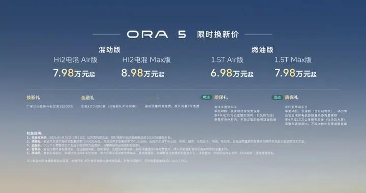 建议零售价7.98万起，长城欧拉5多动力版本重磅上