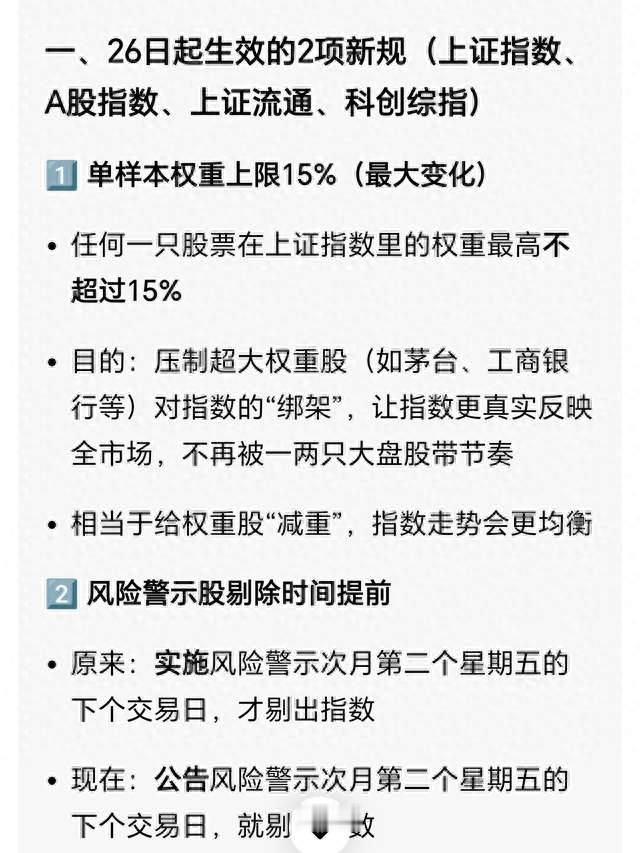 上证指数26号开启新规，ST个股将很快剔除指数，两项新规都是利好