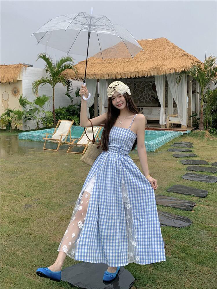 2025新款减龄海边度假辣妹性感绝美蓝色