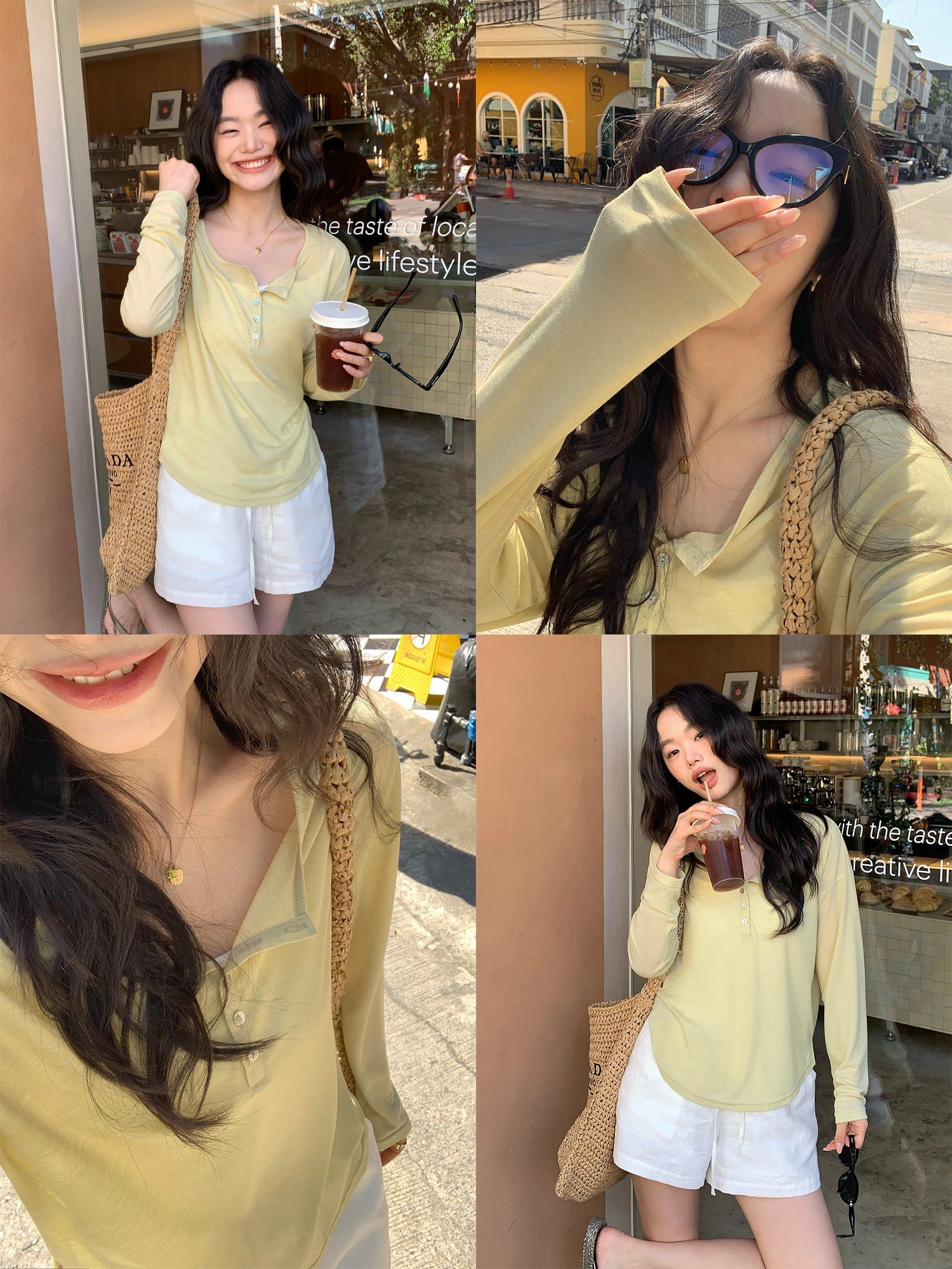 pusumede 大领口慵懒长袖t恤女