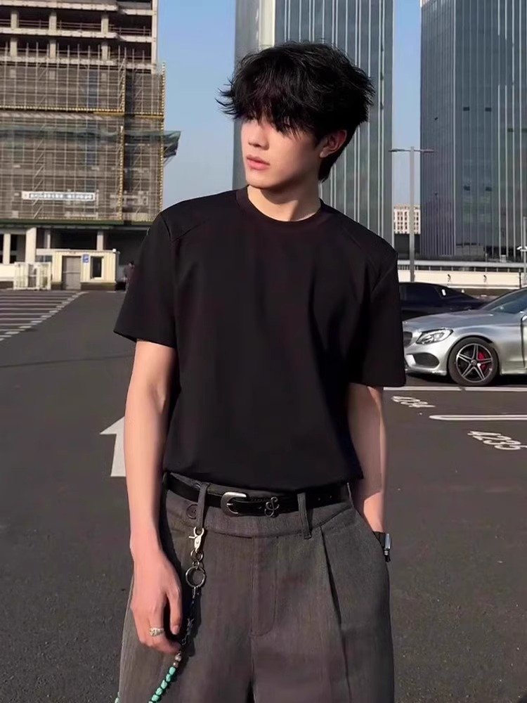 cleanfit黑色正肩t恤男夏季320