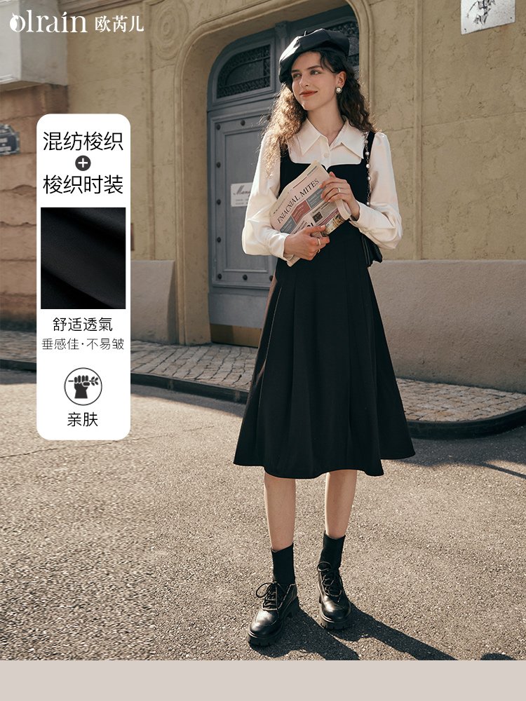 优雅且自信！假两件衬衫式连衣裙