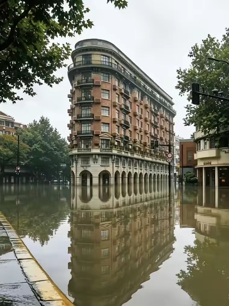 嘲笑了巴威，白海豚来复仇了，直接把上海淹成了海上，武康大楼真成了一艘海...