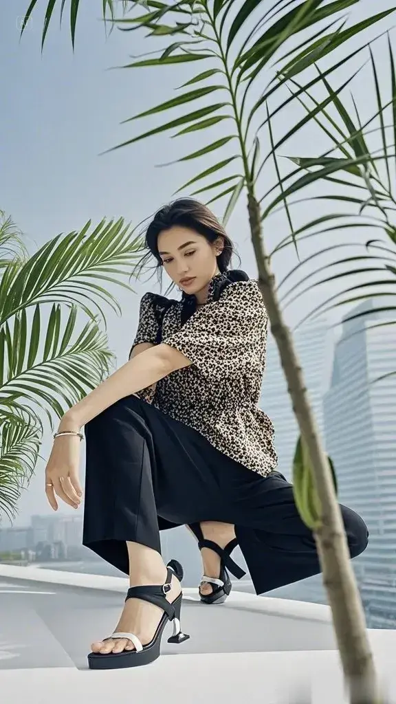 豹纹穿搭 看她在城市天台 把豹纹穿出了时尚新境界