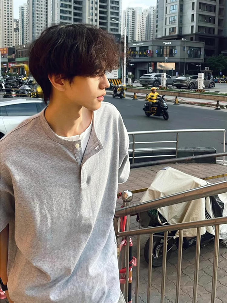 cleanfit亨利领短袖男夏季美式复古