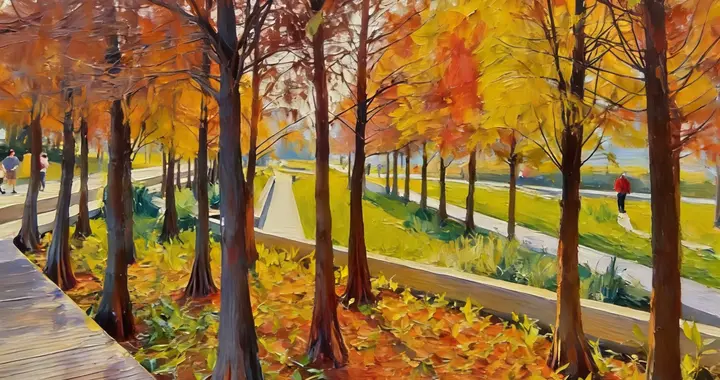 桂湾公园落羽杉全红了，正是好看的时候