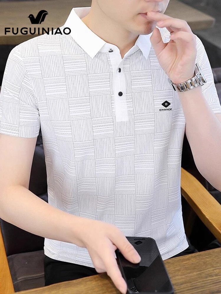 富贵鸟男士白色短袖T恤