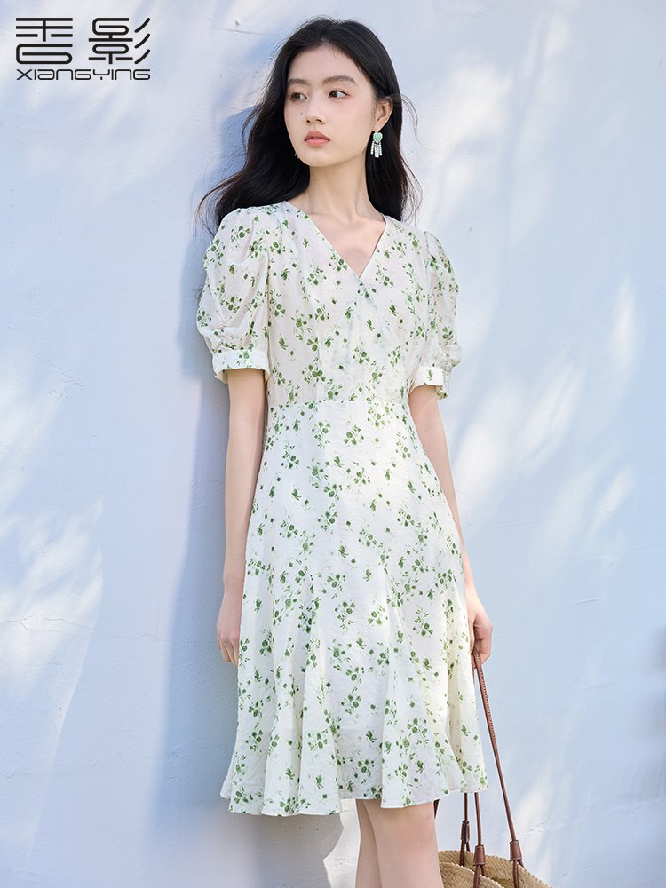 香影碎花连衣裙女