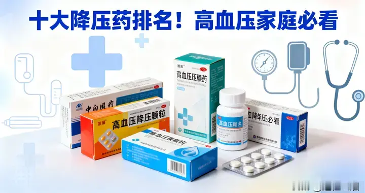 十大降压药排名！高血压家庭必看，优缺点一次说透