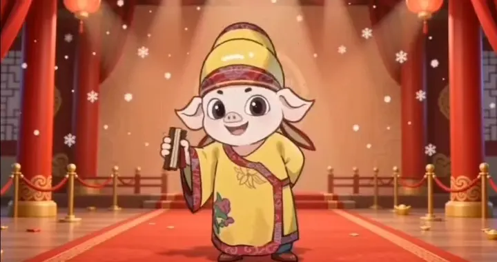 小八戒祝大家新年快乐，马到成功。