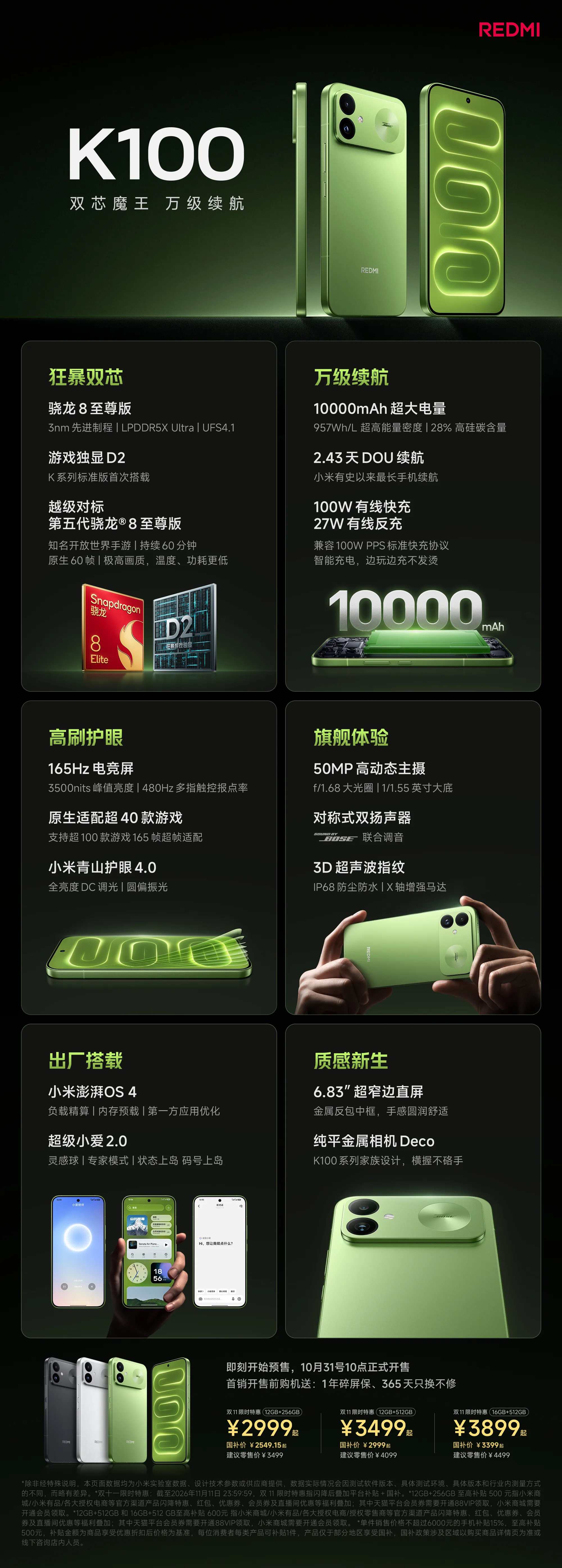 红米发布会 K100 预售开启，限时特惠到手价仅需2999 元起 ▪...