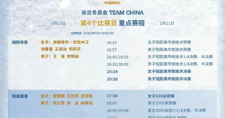 冬奥会10号赛程：林孝埈率队冲中国首金 谷爱凌休战 央视全程直播！