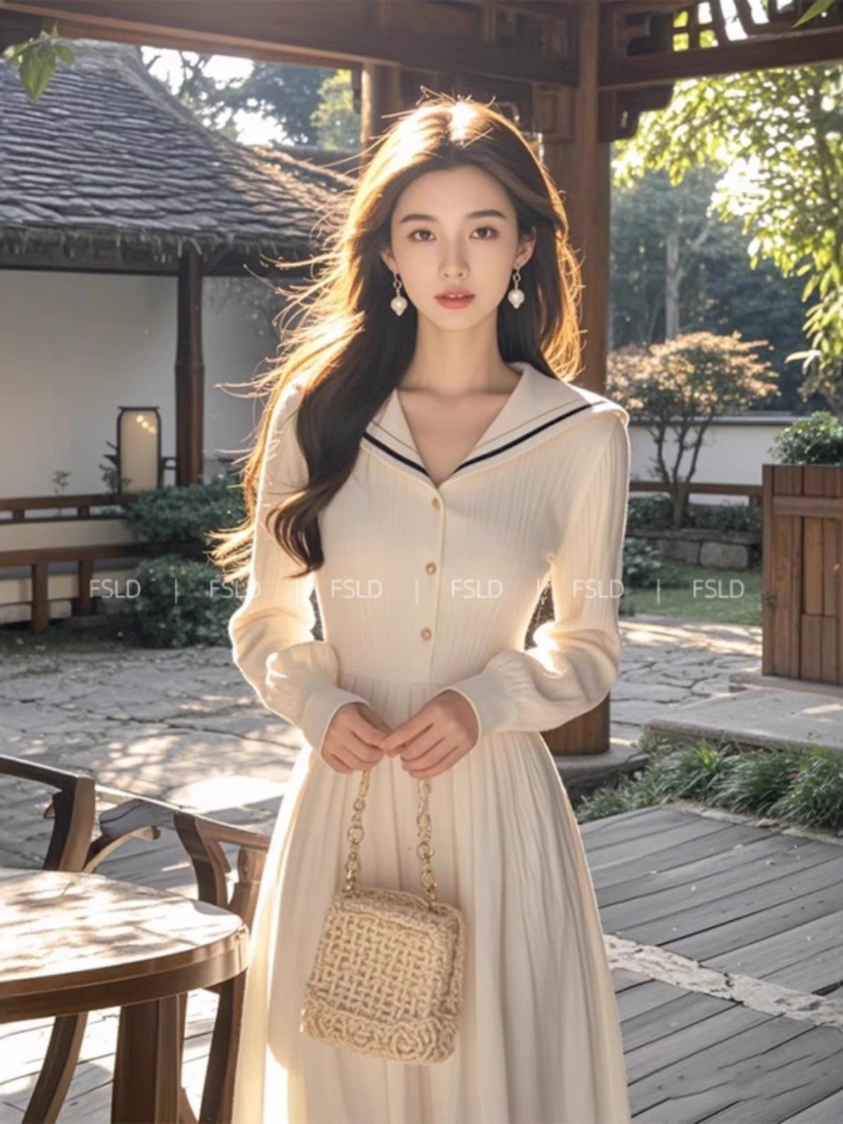 法式小香风白色针织连衣裙女秋冬大衣内搭