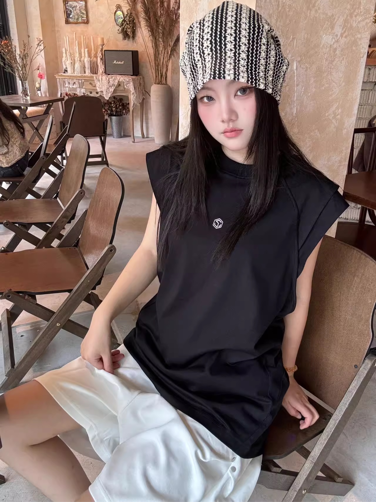 机能纯棉双层肩运动背心