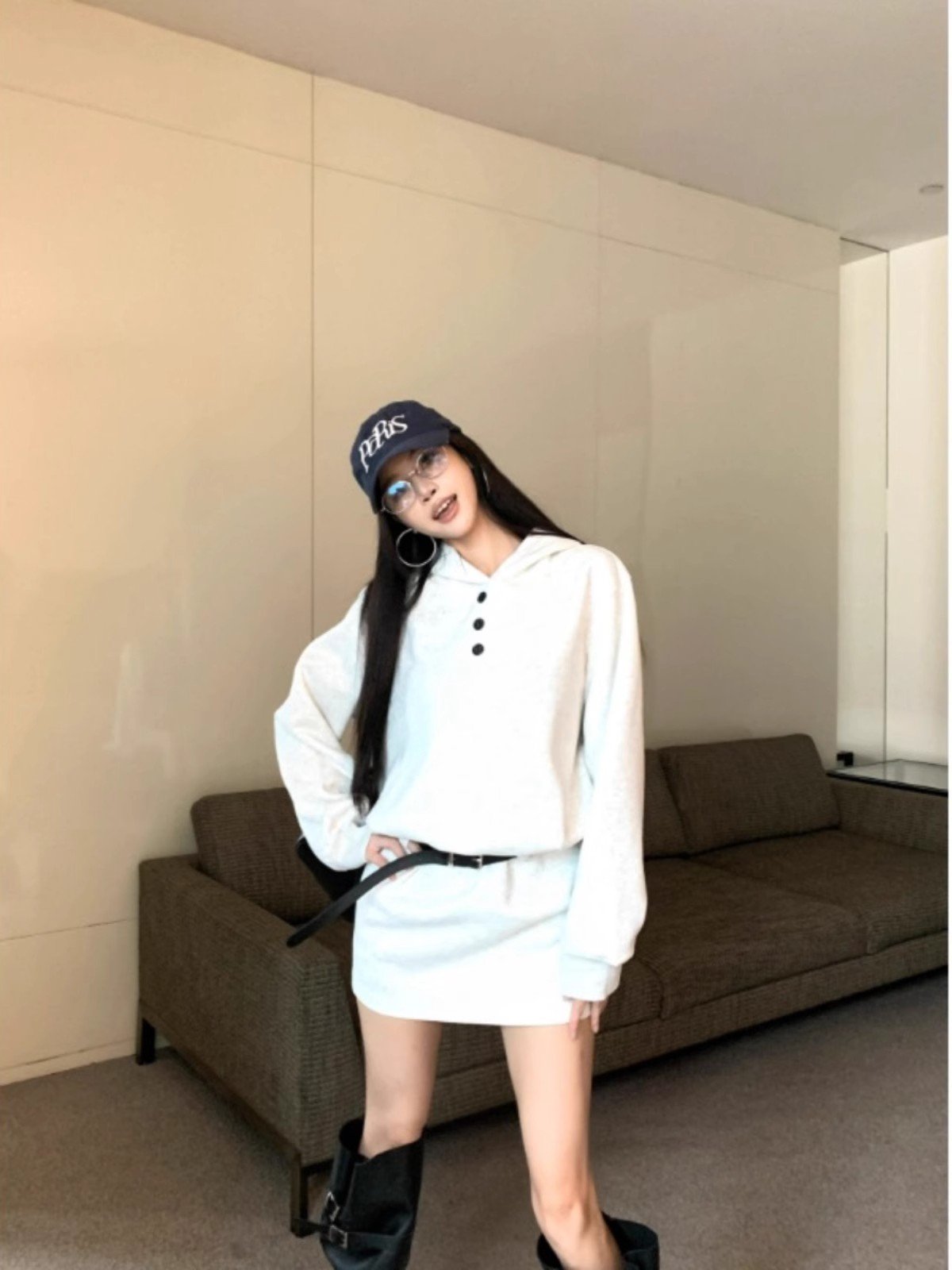 新款设计感连帽卫衣连衣裙女秋季气质小众