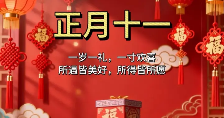 正月十一精美早安祝福图片：一心一意祝福你，一年一度皆顺利