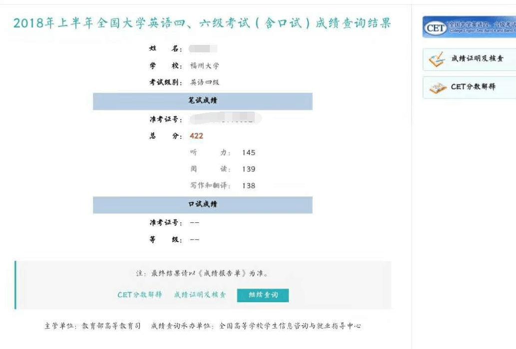 英语四级考了422，差3分及格