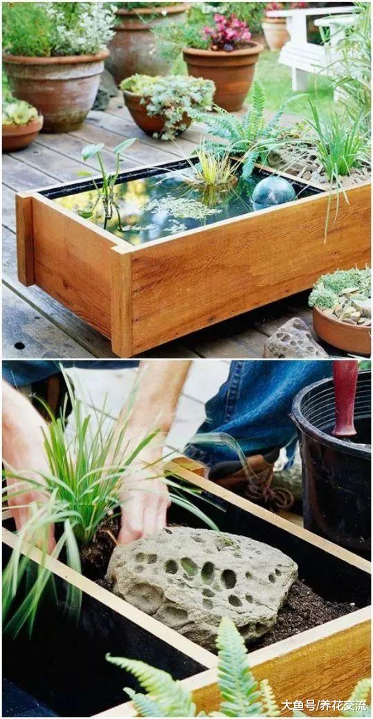 这些迷你的水池花园用花盆或水缸都可以制作, 摆放在院子格外清新