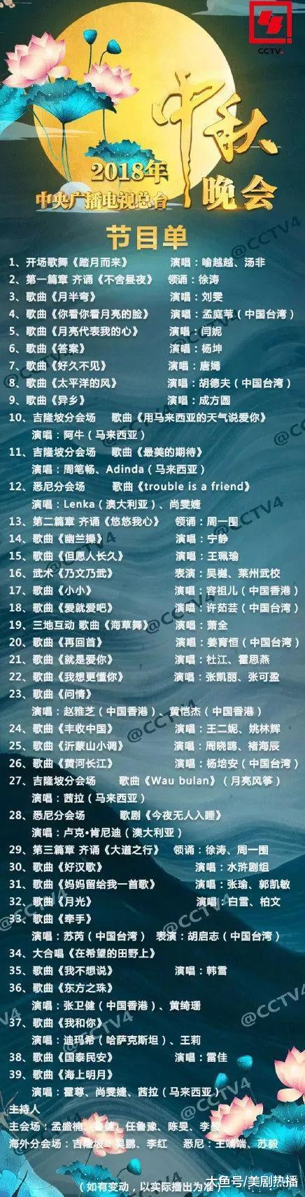 中秋晚会节目单出炉, 各大电视台明星齐聚争奇斗艳, 你最想看谁?