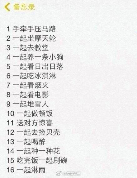 情侣之间必做的一百件事, 还在等什么, 快找个人一起完成