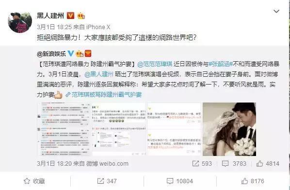 张韶涵发博“黑白狗”疑似怼范玮琪夫妇