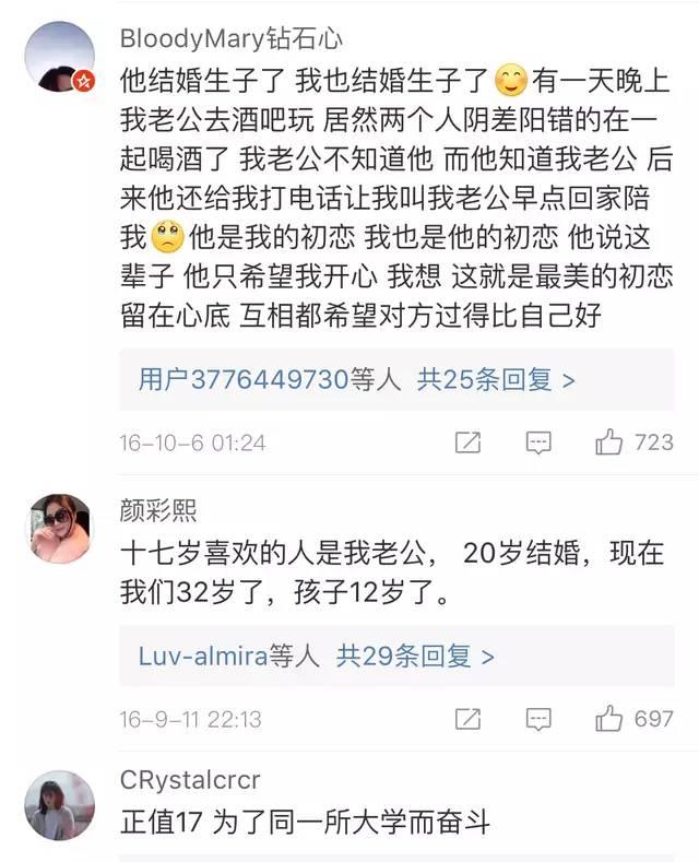 你17岁那年喜欢的人现在怎么样了? 网友评论感触良多