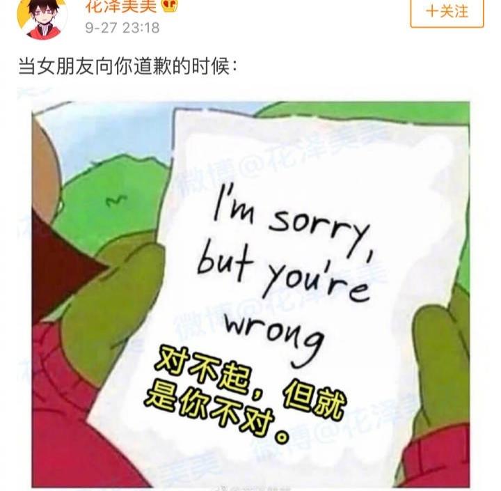 当你女朋友向你道歉的时候, 哈哈哈很生动形象了