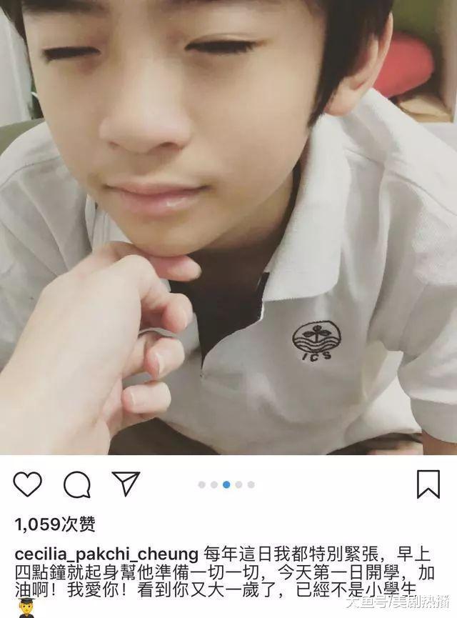 张柏芝大儿子升为初中生, 越来越像谢霆锋! 网友: 这么小就长胡子