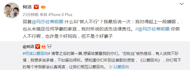 被评“做人不行” 何洁怒怼: 对所说的话负法律责任