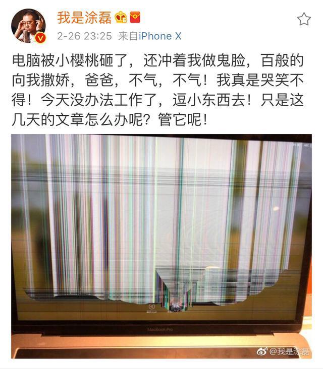 涂磊电脑被女儿砸坏了, 无奈只能放下工作陪女儿玩耍, 画面太有爱