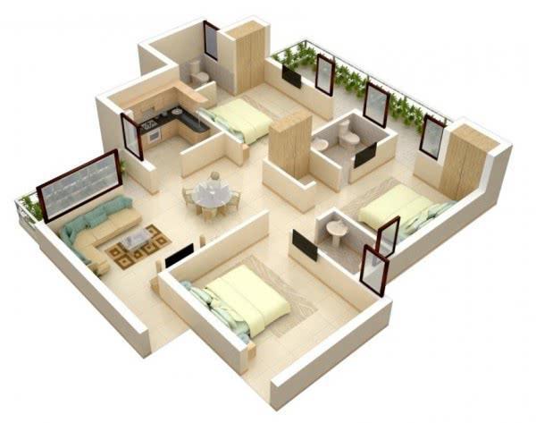 50张三维室内设计图给您三室房间设计找灵感