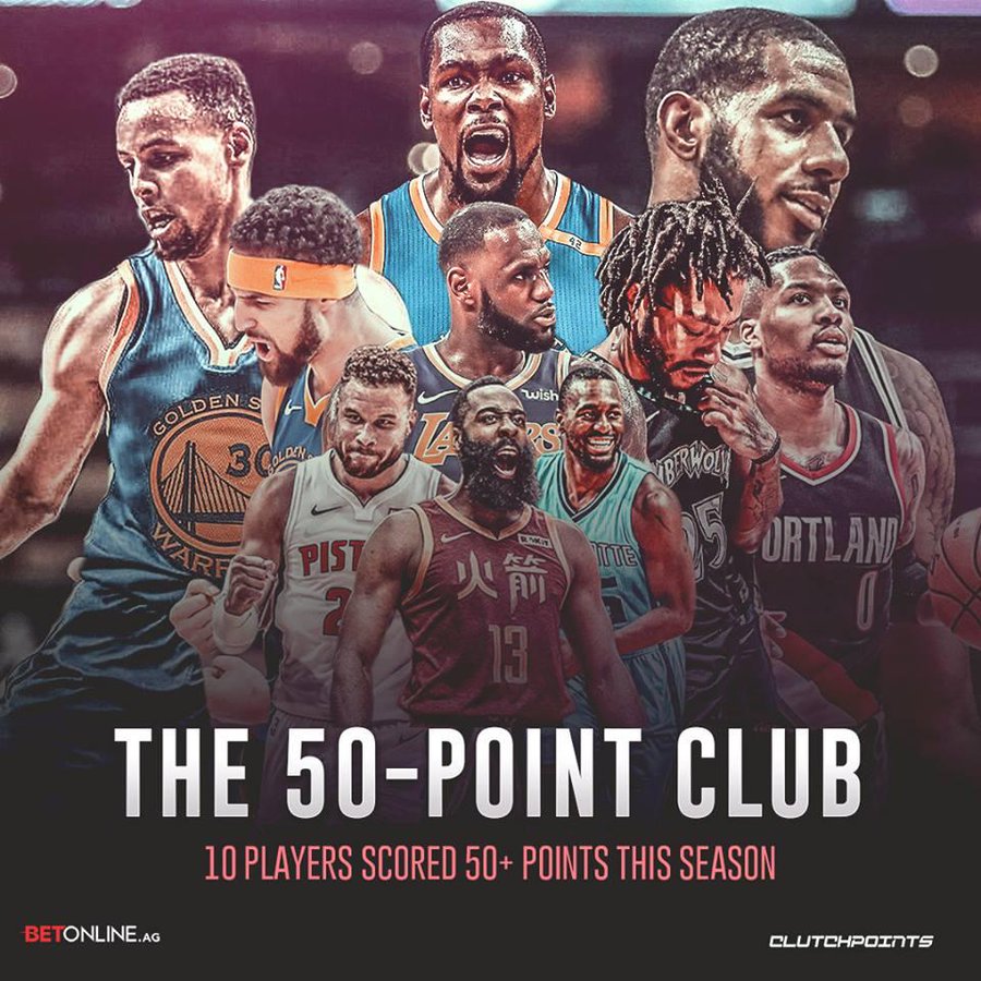 本赛季截止目前的50+俱乐部成