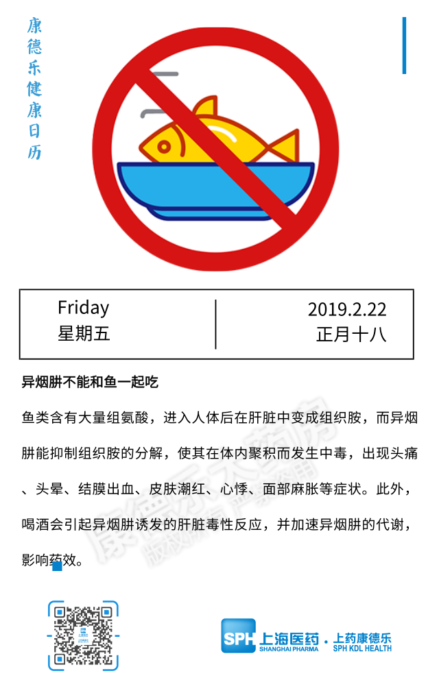 【康德乐健康日历|异烟肼不能和