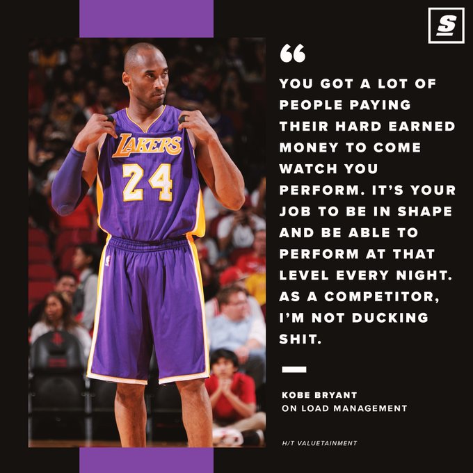 科比谈连续高强度出战：你得到了