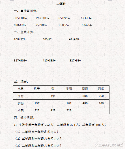 万以内的加减法一课一练 二年级小学生专用 青岛地区合适 教育资讯 存满娱乐网