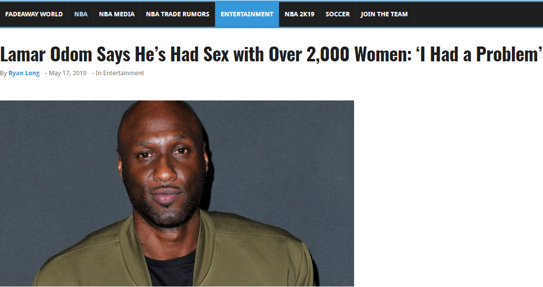 震！惊！奥多姆自曝曾和超过20