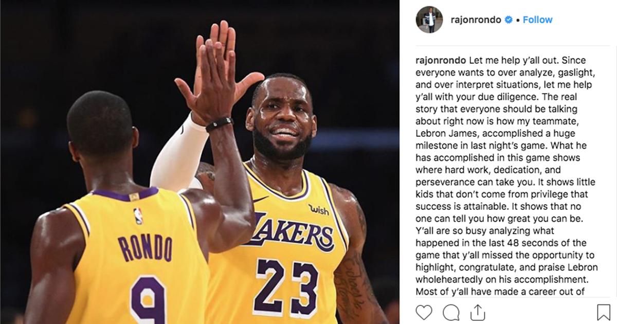 湖人输给掘金的比赛中，隆多坐在