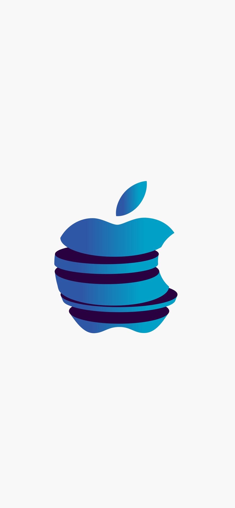 手机壁纸: 苹果logo多彩绚丽纯白手机壁纸